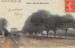 Delcampe - CREST - Quai Des Marronniers - Carte Toilée Couleurs - Crest