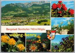 Sonthofen - Mehrbildkarte 4   Mit Alpenblumen - Sonthofen