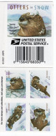 USA - 2021 - Otters In Snow - Mint Self-adhesive Booklet Stamp Pane - Neufs