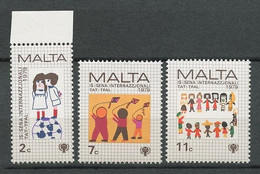MALTE 1979 N° 585/587 ** Neufs MNH Superbes C 1.50 € Année Internationale De L'Enfant Garçon Fille Cerfs Volants Ronde - Malta