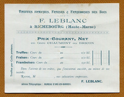 RICHEBOURG  (52) : " TRUFFES FRAICHES F. LEBLANC "  (1901) - Advertising