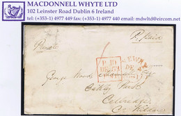 Ireland Down Uniform Penny Post Rate 1841 Letter To Celbridge Prepaid "1" With Red NEWRY DE 4 1841 Cds - Préphilatélie