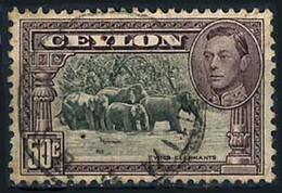 Ceylan Ceylon 1937 Eléphants Elefant  (Yvert 260, Michel 239) - Bats