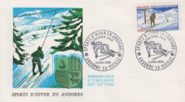 Enveloppe   FDC   1er  Jour    ANDORRE    SPORTS  D' HIVER   1966 - FDC
