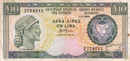 CYPRUS (GREECE) 10 POUNDS 1989 "replacement Prefix Z" F P-55a "free Shipping Via Registered Air Mail" - Zypern