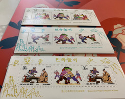 Korea Stamp MNH Games Kite Chess Sports Sheets X 3 Diff Perf - Corea Del Nord