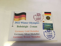 (1 G 42) Beijing 2022 Olympic Winter Games - Gold / Silver / Bronze Medals To Germany - Bobsleigh - 2-man - Hiver 2022 : Pékin