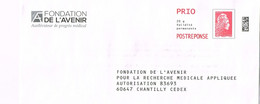 France. Entier Postal Postréponse. Nouvelle Marianne. Fondation De L'avenir. N° 183307 - Prêts-à-poster: Réponse
