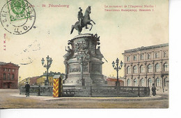 Russie ST PETERSBOURG Le Monument De L'Empereur Nicolas  I  1907 Timbre 2 Kon + Cachet - Russia