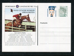 Bundesrepublik Deutschland / Sporthilfe-Ganzsache Nr. 13a "H.G. Winkler, Springreiten" ** / € 1.00 (NG67) - Cartes Postales Privées - Neuves