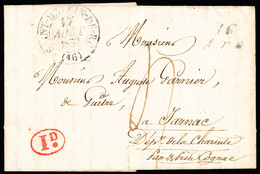 Ars : Cursive "16 Ars" + T13 "St Martin De Ré (16)" (1832) + Décime Rural Rouge, Ind 9. TB - 1801-1848: Precursors XIX