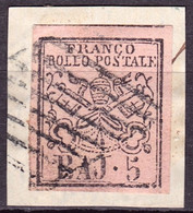 Stato Pontificio Papal State 1852: BAJ. 5 Michel-No. 6 B (carmine) Con Annullata Grillo (cat. Michel 10.00 Euro) - Papal States