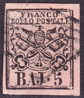 Stato Pontificio Papal State 1852: BAJ. 5 Michel-No. 6 B (carmine) Con Annullata Grillo (cat. Michel 10.00 Euro) - Papal States