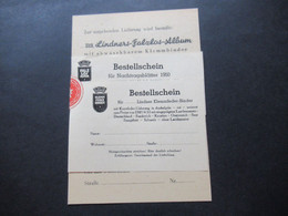 Bestellschein 1950 Lindner Falzlos Album / Nachtragsblätter Gedruckte Werbe PK Versandstelle P. Grimm Heigenbrücken - Pubblicitari