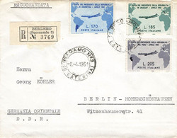 Lettre Italiana Bergamo 8.4.61 Raccomandata To Berlin Germania Mif. 1100,1101,1102 - 1961-70: Used