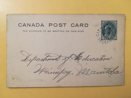 1900 INTERO CARTOLINA POSTALE POSTCARD CARTE CANADA VICTORIA QUEEN OBLITERE' CRYSTAL CITY - 1860-1899 Regering Van Victoria