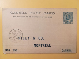 1905 INTERO CARTOLINA POSTALE POSTCARD CARTE CANADA KING EDOARD OBLITERE' - 1903-1954 De Koningen