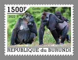 BURUNDI 2022 MNH Gorillas Gorilles 1v - OFFICIAL ISSUE - DHQ2207 - Gorilla's