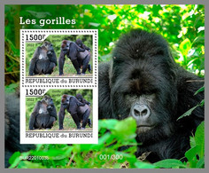 BURUNDI 2022 MNH Gorillas Gorilles S/S - OFFICIAL ISSUE - DHQ2207 - Gorilles