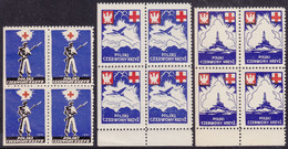 POLAND 1941 - Exile Governm. In London/Red Cross, MNH Lower LEFT Corner Bl.of 4, Two Stamps Perf. 3 Sides - Study Scan ! - Regering In Londen(Ballingschap)