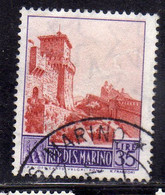 REPUBBLICA DI SAN MARINO 1955 VEDUTE VIEWS LIRE 35 USATO USED OBLITERE' - Usati