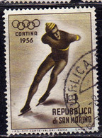 REPUBBLICA DI SAN MARINO 1955 GIOCHI OLIMPICI INVERNALI WINTER OLYMPIC GAMES CORTINA LIRE 1 USATO USED OBLITERE' - Usati