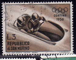 REPUBBLICA DI SAN MARINO 1955 GIOCHI OLIMPICI INVERNALI WINTER OLYMPIC GAMES CORTINA LIRE 3 USATO USED OBLITERE' - Usati