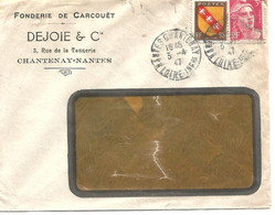 France Enveloppe Publicitaire Fonderie De Carcouët Chantenay-Nantes (Loire) - Other & Unclassified