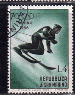 REPUBBLICA DI SAN MARINO 1955 GIOCHI OLIMPICI INVERNALI WINTER OLYMPIC GAMES CORTINA LIRE 4 USATO USED OBLITERE' - Usati