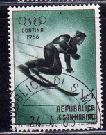REPUBBLICA DI SAN MARINO 1955 GIOCHI OLIMPICI INVERNALI WINTER OLYMPIC GAMES CORTINA LIRE 4 USATO USED OBLITERE' - Usati
