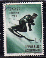 REPUBBLICA DI SAN MARINO 1955 GIOCHI OLIMPICI INVERNALI WINTER OLYMPIC GAMES CORTINA LIRE 4 USATO USED OBLITERE' - Usati