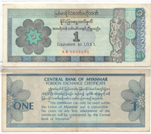 BURMA _Old Myanmar 1 Dollar Foreign Exchange Certificate FX1 - Myanmar