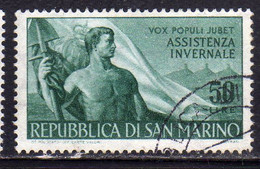 REPUBBLICA DI SAN MARINO 1956 ASSISTENZA INVERNALE LIRE 50 USATO USED OBLITERE' - Usati