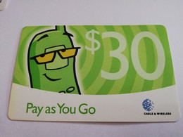 BARBADOS   $ 30 ,- PAY AS YOU GO GREEN    Prepaid      Fine Used Card  ** 8841 ** - Barbades