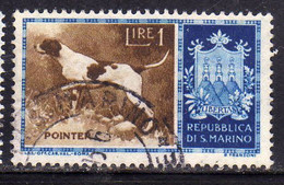 REPUBBLICA DI SAN MARINO 1956 CANI DOGS POINTER LIRE 1 USATO USED OBLITERE' - Usati