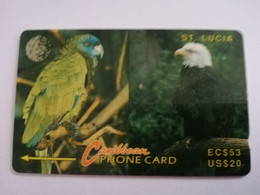 ST LUCIA    $ 53/$20  CABLE & WIRELESS   LUCIA PARROT/ AMERICAN AEGLE    11CSLA   Fine Used Card ** 8844** - Saint Lucia