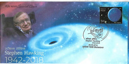 India 1942-2018 Stephen Hawking , Scientist , Solar System , Neptune Planet, Astronomy, Time Travel (**) Inde Indien - Cartas & Documentos