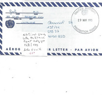 NATIONS UNIES LETTRE MILITAIRE DEPART BELGIQUE 29/03/1993 - Storia Postale