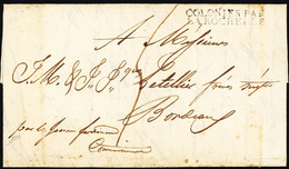 Lettre De St Paul Ile Bourbon (Réunion) Pour Bordeaux Avec MP "Colonies Par La Rochelle" (1816), Ind 18, B/TB, Rare - 1801-1848: Precursors XIX