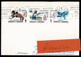 ANDORRE ANDORRA  Lettre Affr. Des 3 Valeurs JO Moscou 1980 Oblit. Mécanique Roulette ANDORRA BELLESA ROMANIC 7-4-81 - Otros & Sin Clasificación