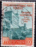 REPUBBLICA DI SAN MARINO 1956 CONGRESSO PERITI FILATELICI LIRE 100 USATO USED OBLITERE' - Usati