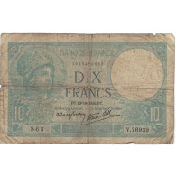 France, 10 Francs, Minerve, 1940, 863 Y.76939, B, Fayette:7.16, KM:84 - 10 F 1916-1942 ''Minerve''