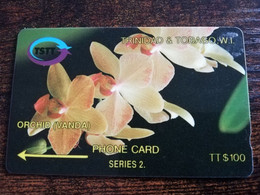 TRINIDAD & TOBAGO  GPT CARD    $100,-  5CCTD  ORCHID VANDA        Fine Used Card        ** 8863** - Trinidad & Tobago