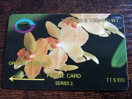 TRINIDAD & TOBAGO  GPT CARD    $100,-  5CCTD  ORCHID VANDA        Fine Used Card        ** 8863** - Trinidad En Tobago