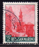 REPUBBLICA DI SAN MARINO 1957 VEDUTE VIEWS LIRE 2 USATO USED OBLITERE' - Usati