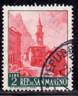 REPUBBLICA DI SAN MARINO 1957 VEDUTE VIEWS LIRE 2 USATO USED OBLITERE' - Usati