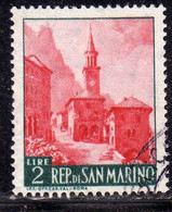 REPUBBLICA DI SAN MARINO 1957 VEDUTE VIEWS LIRE 2 USATO USED OBLITERE' - Usati