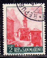 REPUBBLICA DI SAN MARINO 1957 VEDUTE VIEWS LIRE 2 USATO USED OBLITERE' - Usati