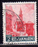 REPUBBLICA DI SAN MARINO 1957 VEDUTE VIEWS LIRE 2 USATO USED OBLITERE' - Usati