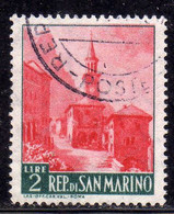 REPUBBLICA DI SAN MARINO 1957 VEDUTE VIEWS LIRE 2 USATO USED OBLITERE' - Usati